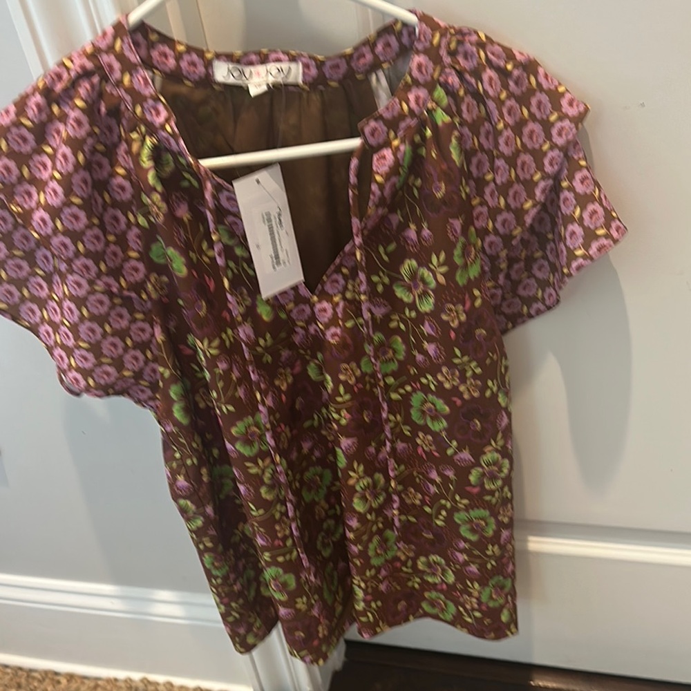 Joy joy NWT XS Floral Brown and Green Women's Top